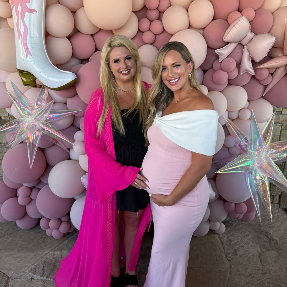 Club L London Pink and White Maxi Dress